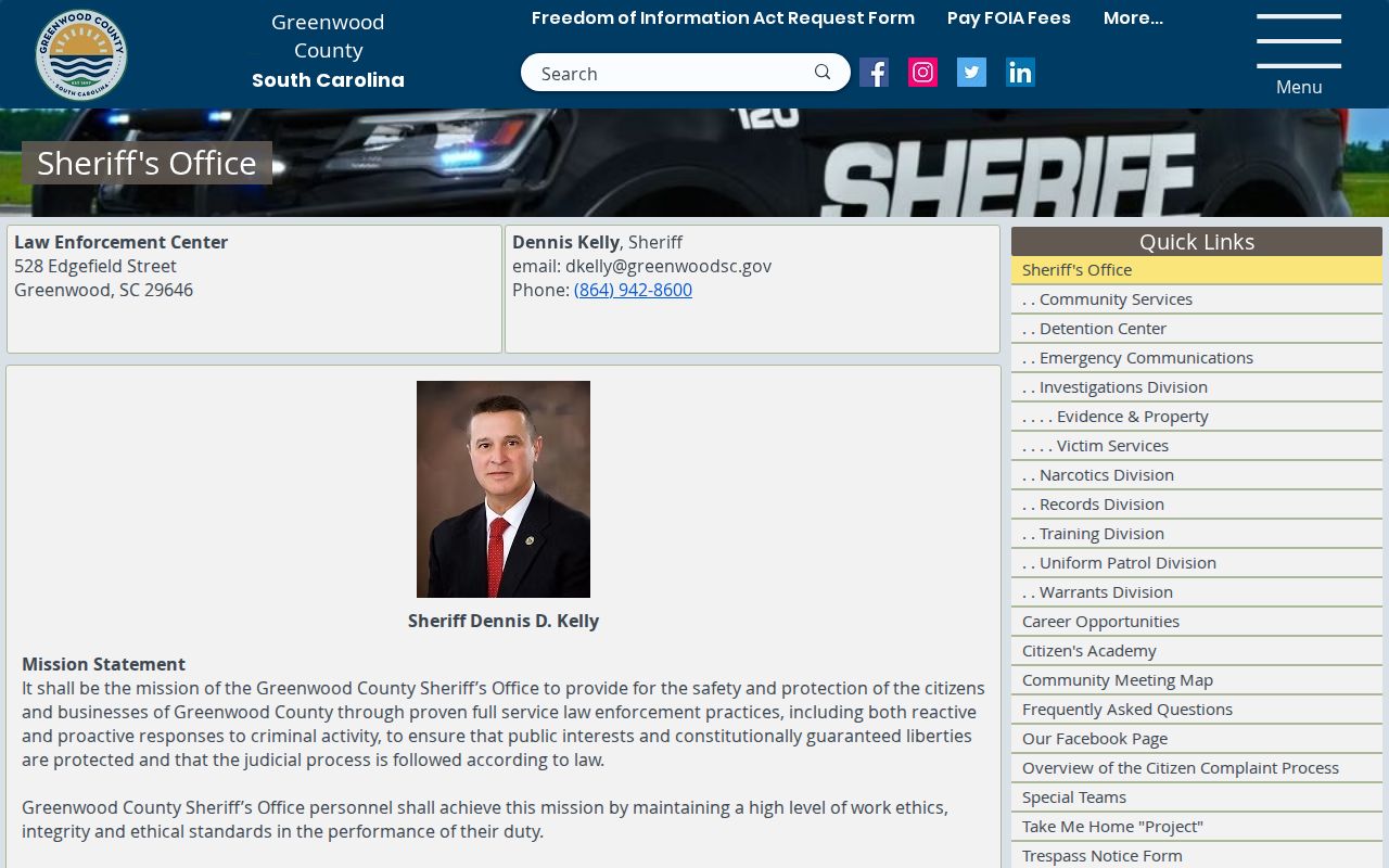 Greenwood County Sheriff official booking records source